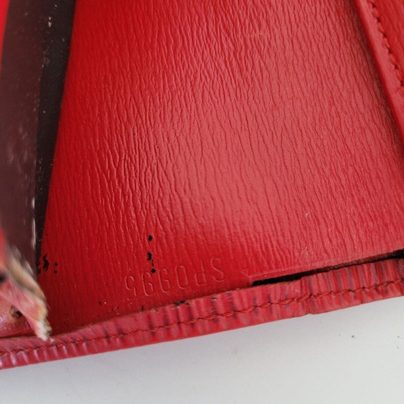 Louis Vuitton Vintage 1995 Epi Leather Wallet Red Medium Trifold Elise Retro - Picture 7 of 15